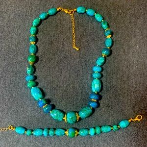 Chrysocolla Necklace and Bracelet Set